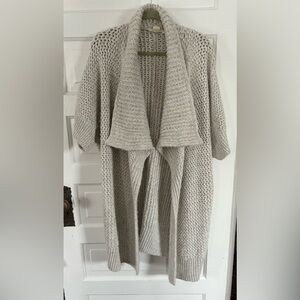 GAP Textured Chunky Knit Longer Cardigan - Cream. Warm! One Size